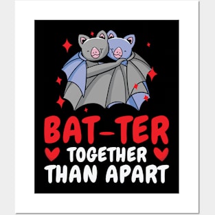 Valentine's Day Cuddling Cute Bats Couple Posters and Art